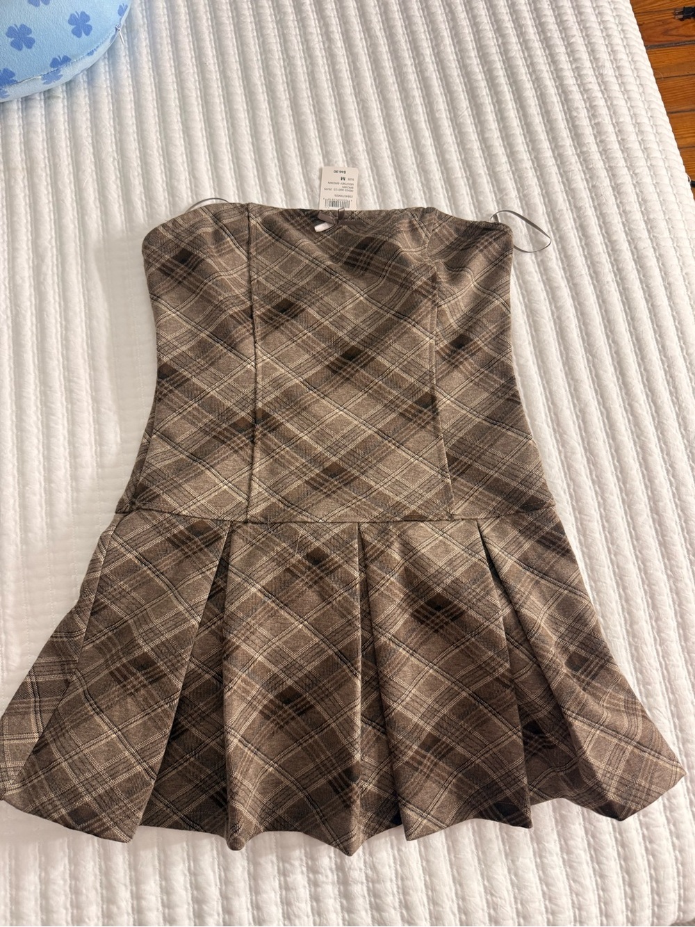 Brown Plaid Strapless dress - Brand Windsor